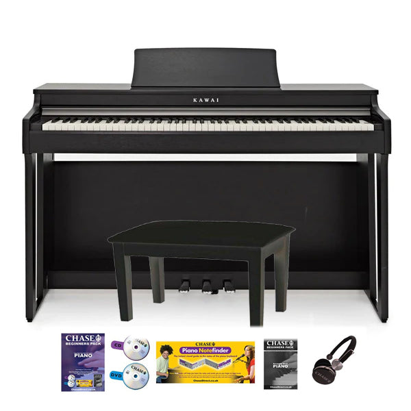 Kawai CN-29 Digital Piano In Satin Black Including Stool, Headphones, Book, DVD & CD - Watch The Demo Video