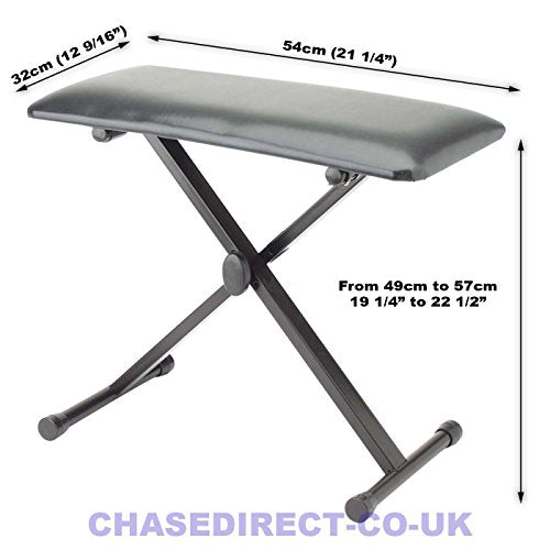 CHASE CKB-90 Keyboard Bench Digital Piano Stool Height Adjustable Foldable