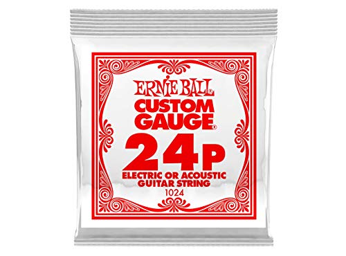 ERNIE BALL SIX PACK OF CUSTOM GAUGE 24P --1024 -- (P01024) --.024 Plain Steel -- 6 pack of strings