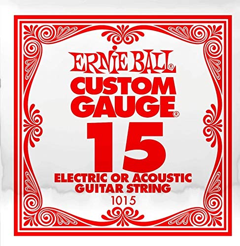 ERNIE BALL SIX PACK OF CUSTOM GAUGE 15 --1015 -- (P01015) --.015 Plain Steel -- 6 pack of strings