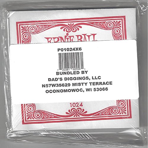 ERNIE BALL SIX PACK OF CUSTOM GAUGE 24P --1024 -- (P01024) --.024 Plain Steel -- 6 pack of strings