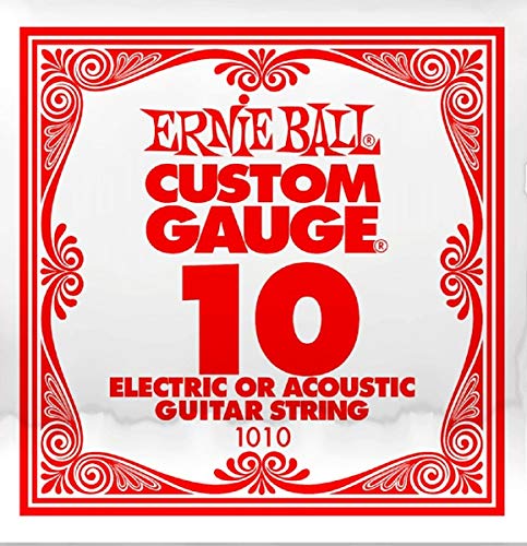 ERNIE BALL SIX PACK OF CUSTOM GAUGE 10-1010 - (P01010) -.010 Plain Steel - 6 pack of strings