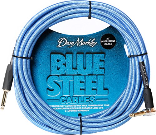 Dean Markley 20' Blue Steel High Performance Instrument Cable (Straight-Right Angle) - Blue Woven