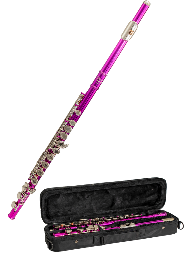 Elkhart by Vincent Bach Flute 100FLP with Case in Pink Spilt E Mechanism Offset G RRP 279 Buy Now in Sale At Half Price For 139 Only Few Left