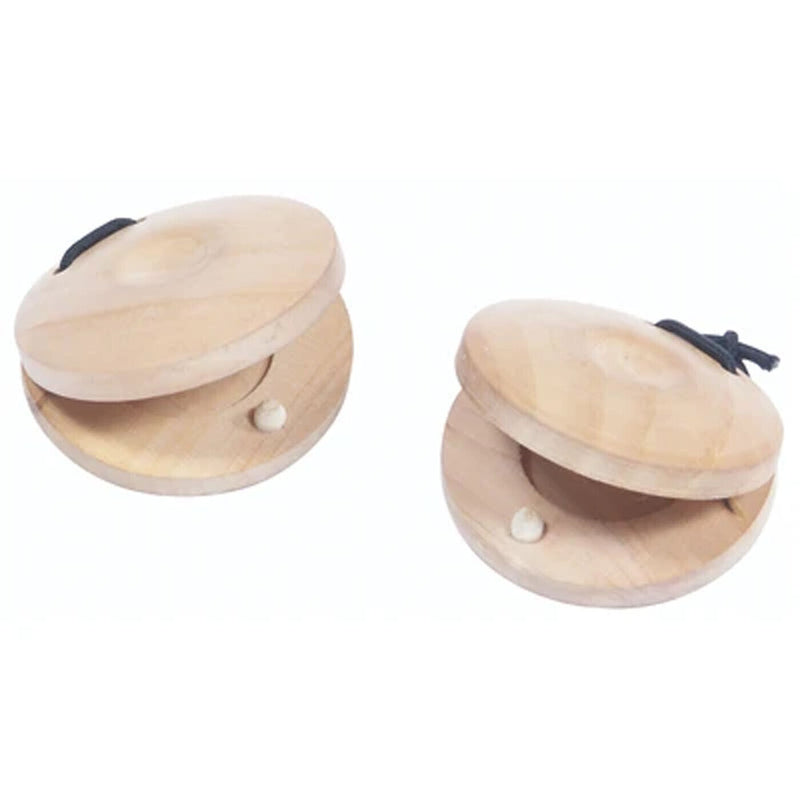 PP Percussion Finger Castanets 1 Pair Natural Wood - School Classroom Music Fun-
