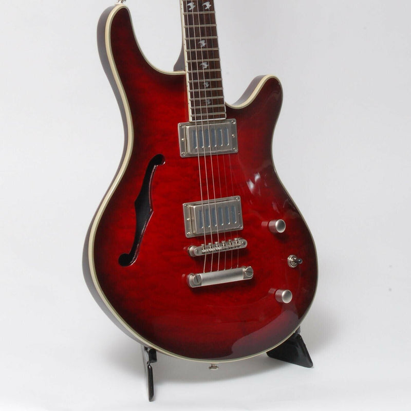 Electric Guitar Shine SIL510 RD Red With F Hole Cut Out Set In Neck