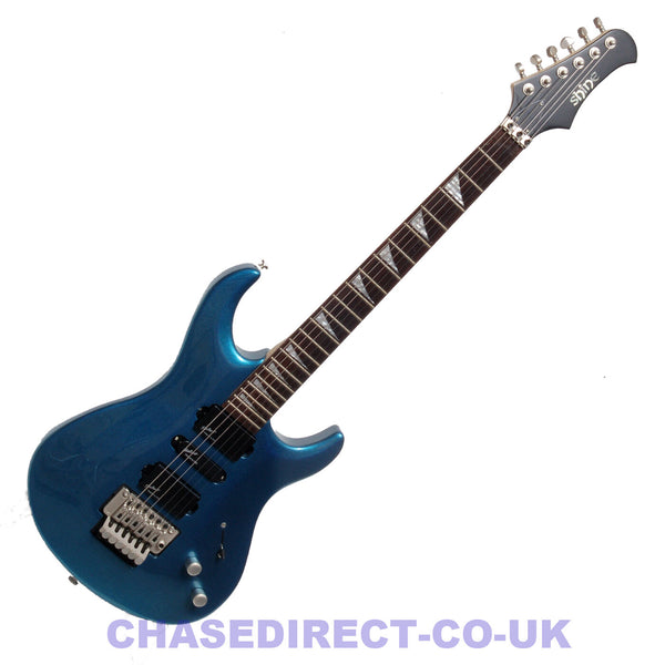 Shine Electric Guitar SIL405 Floyd Rose Tremolo Grover Tuners Metalic Blue --