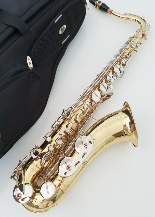 Tenor Saxophone in Bb Sax Gold Lacquer White Pads Soft Case - Complete -