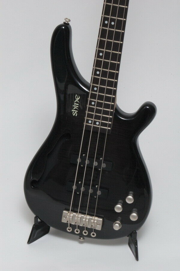 Shine Electric Bass Guitar 4 String F Hole Cut Out Active Electronics -