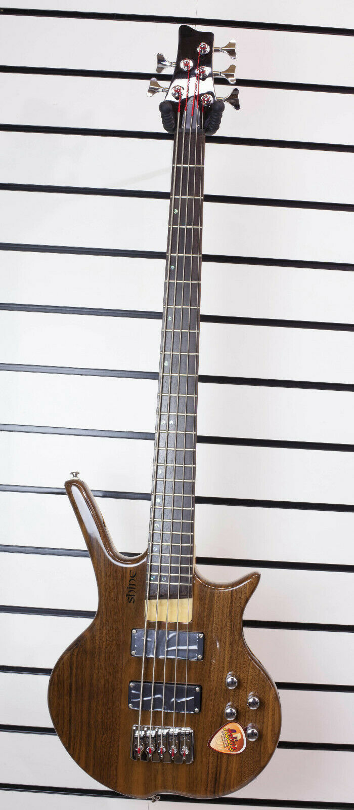 Bass Guitar Electric 5 String Shine SB205NA Walnut Top Maple Body Active | open never used