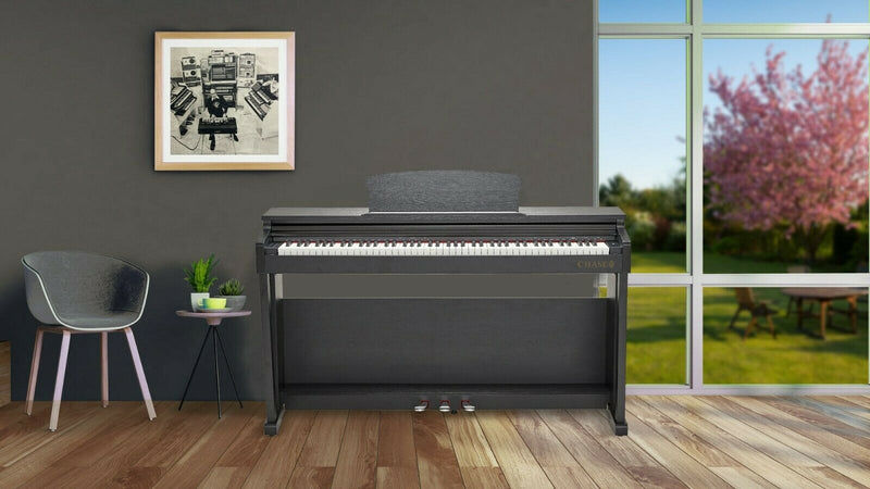 Chase CDP-355 Digital Electric Piano in Cabinet, Stool, Headphones, Microphone With Stand & Book - Available in Rosewood, Black or White - Watch The Demo Video