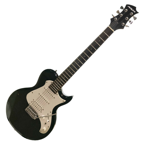 Aria Pro II PE F30 Electric Guitar Slim Single Cut Style Black With Tremolo
