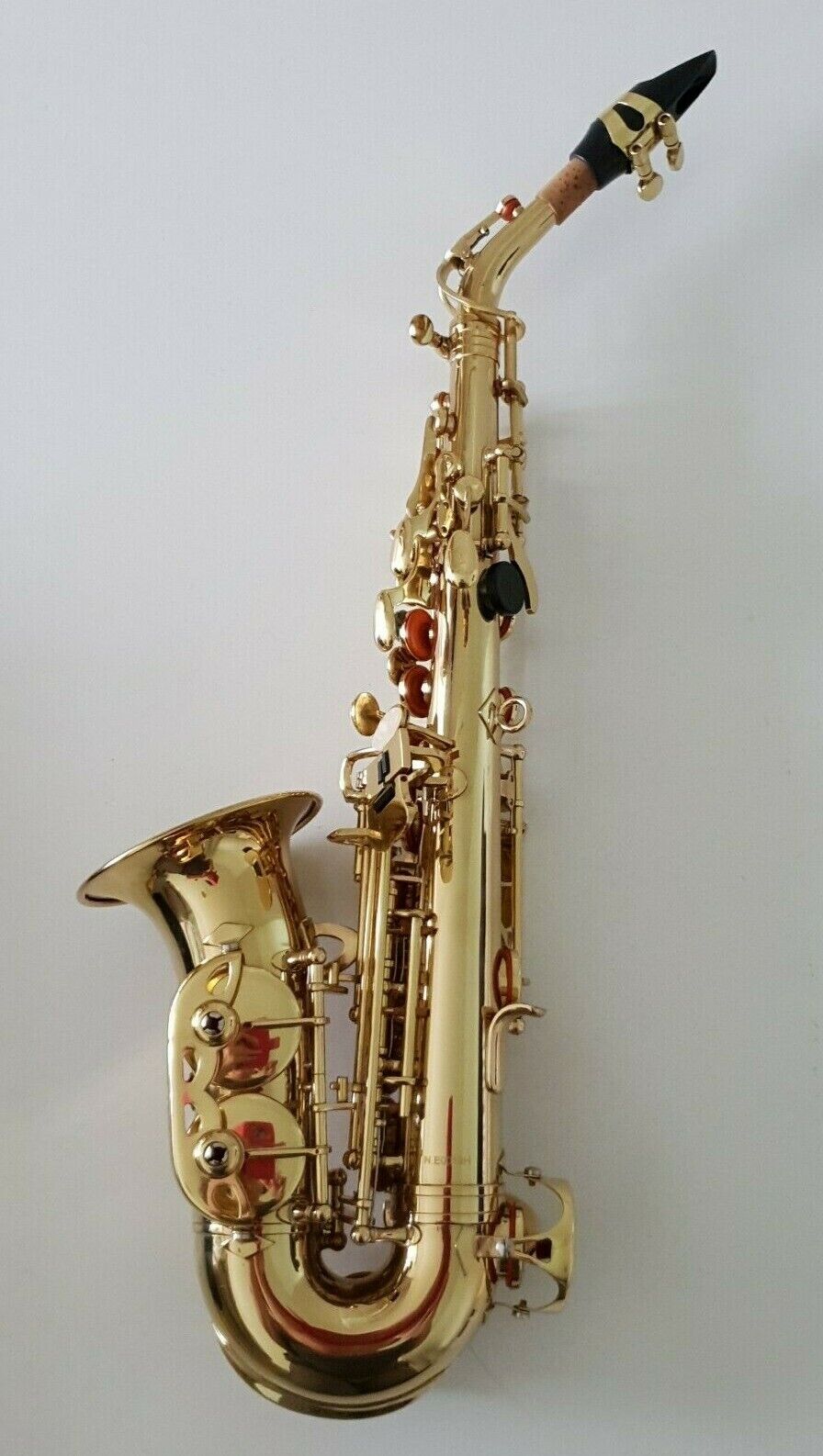 Saxophone Shape Saxophone Soprano Curved Shape in Bb Gold Finish + Hard Case Chase Out