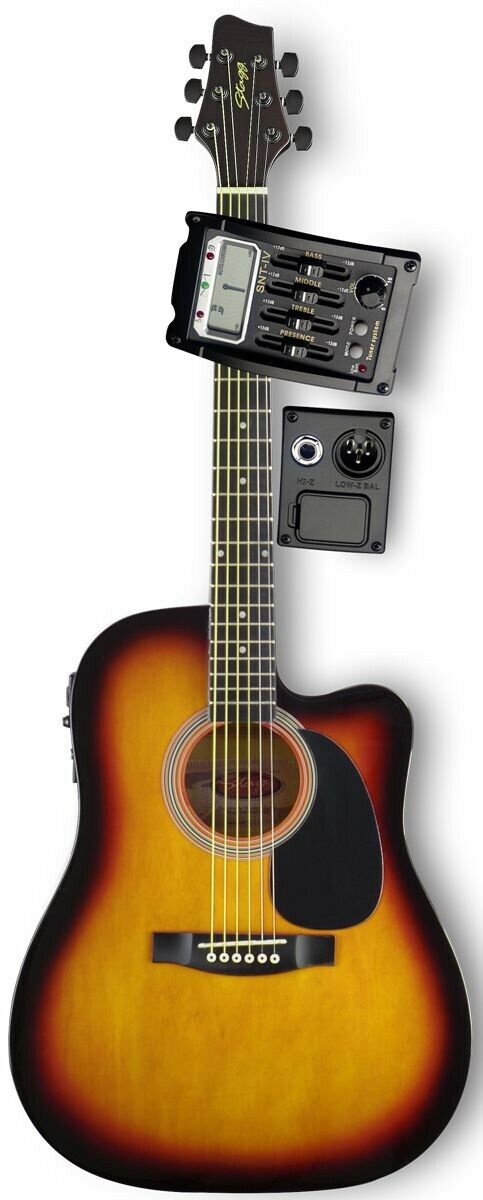 Chase SW203CE-SB Dreadnought Electro Acoustic Guitar Cutaway Sunburst Z00 -