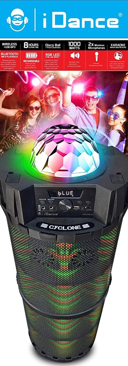 iDance Cyclone 6000 Portable PA System Bluetooth Speaker Party Dance System,