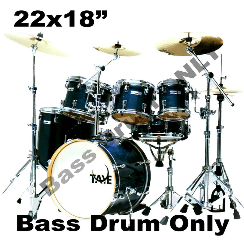 Bass Drum 22" x 18" TAYE Studio Maple Blue With Matching Wooden Hoops - D50