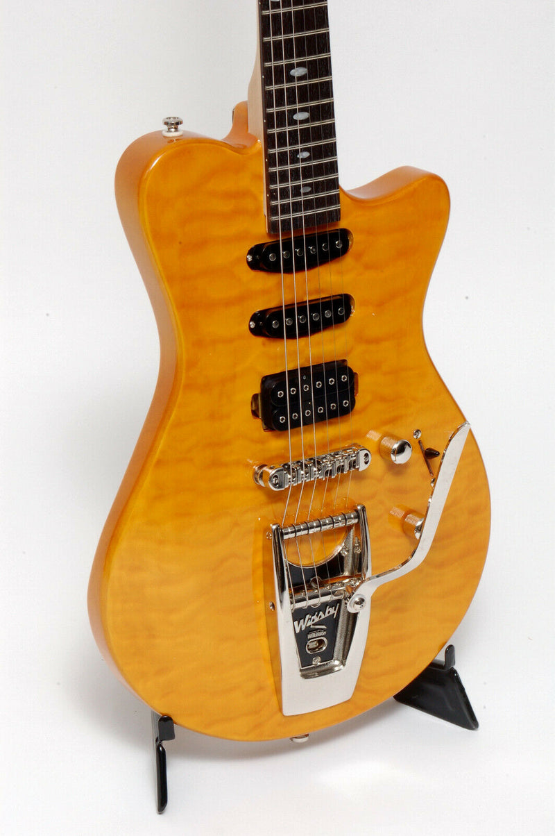 Electric Guitar Shine Vintage Style Wigsby Tremolo Amber SI-802 Maple Top - open - never used