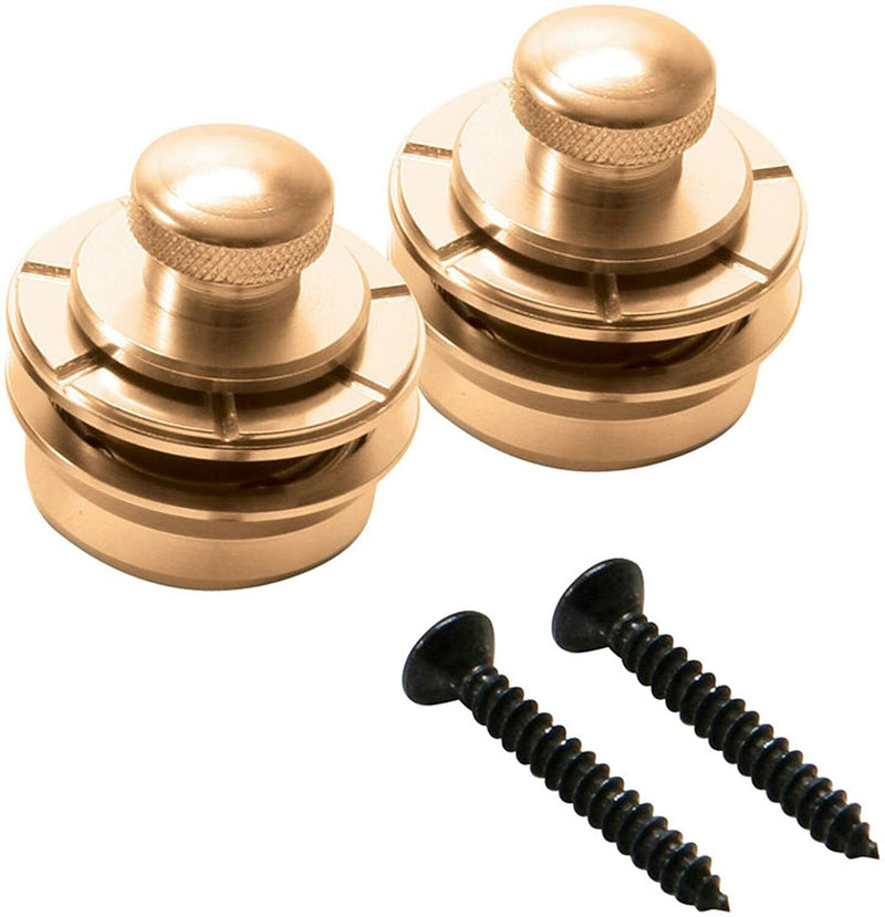 On Stage Solid Brass Guitar Strap Locks - 1 Pair in Gold - Easy Fit & Removal |