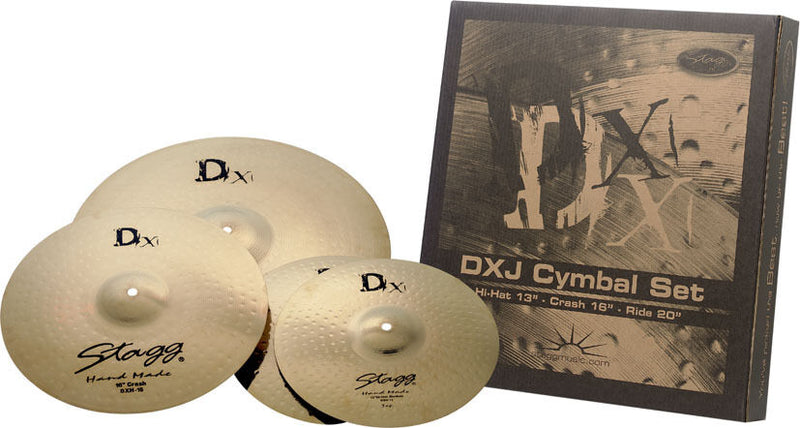 Stagg by Chase Cymbal Set - Cymbal & Hi Hat Study Box - DXJ Set  13" + 16" + 20" Cymbal Pack