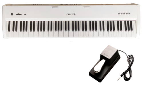 Chase P-51 Digital Piano In Black or White - 88 Notes Fully Weighted Hammer Action Keys, USB Input & Piano Type Sustain Pedal. Also Compitable with 3 Pedal Unit - Sustain Pedal, Sostenuto Pedal & Soft Pedal - Watch The Demo Video