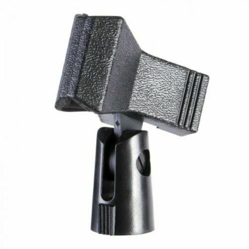 On-Stage Clip-Style Mic Clip - Plastic Base Microphone Holder in Black
