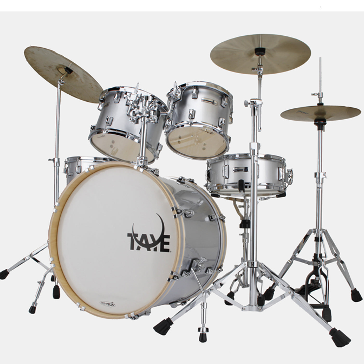 Drum Kit 5 Piece TAYE Fusion Pro X Silver 22" Bass Drums With Hardware
